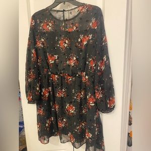 Zara floral black dress